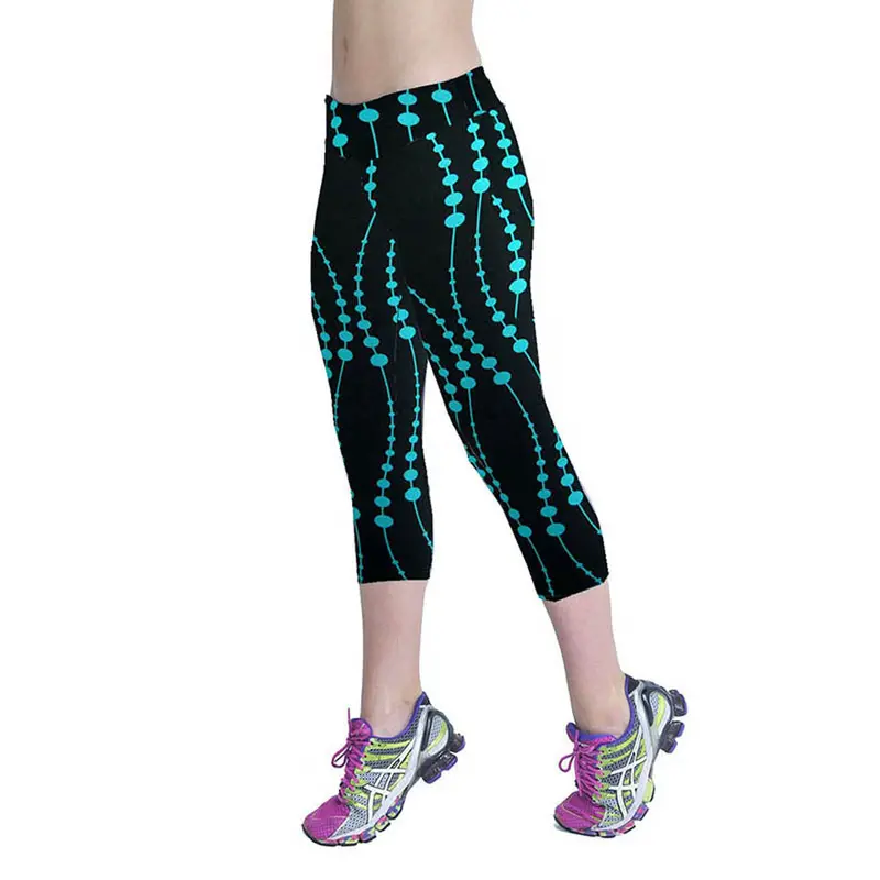 Slim Thin High Elastic Waist Jeggings Printed Stretch Cropped Pencil Pants Leggings For Women 8