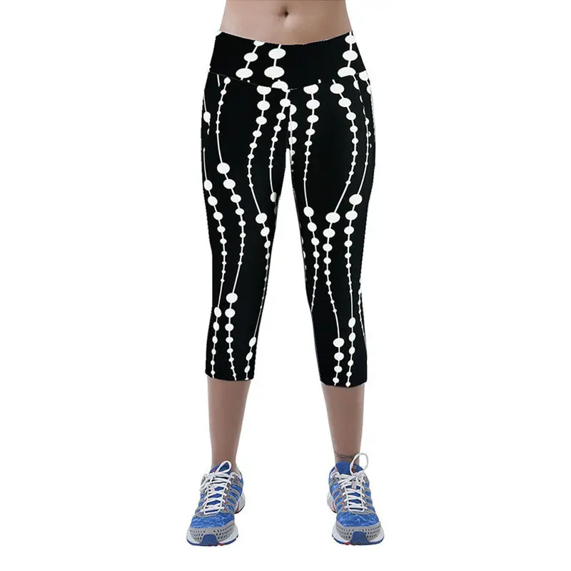 Slim Thin High Elastic Waist Jeggings Printed Stretch Cropped Pencil Pants Leggings For Women 9