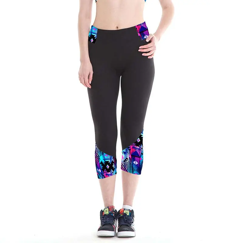 Slimfitness Calf Length Legging Pants Breathable Pants Foot Mouth Printing Style 7