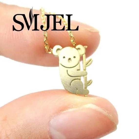 Small Aussie Koala Bear And Branch Necklace Panda Animal Charm Necklace In Gold Handmade Jewelry N136 1