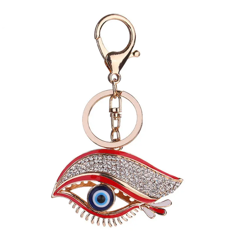 Small Pendant Blue Eyes Keyring Rhinestone Keychain Women Bag Car Keychian Llaveros Mujer Fast Shipping Feida 1