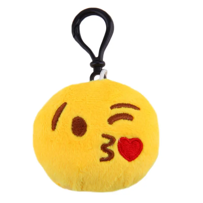 Small Plush Facial Expression Multiple Emoticon Amusing Key Chain Toys Gift Ornats Yellowpurplebrown Color 1