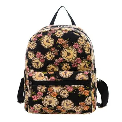 Small Printed Backpack Canvas School Bag Casual Women's Backpacks For Teenager Girl 1