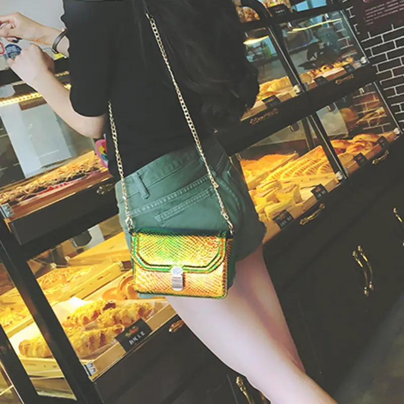 Snakeskin Pattern Chain Bag Women Small Square Package Shoulder Bags Messenger Bag Handbag Satchel Bolsas 1