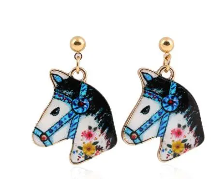 Snow White Horse Earrings Hand Drawing Horse Head Earrings Hollween Gifts Oeh033 1