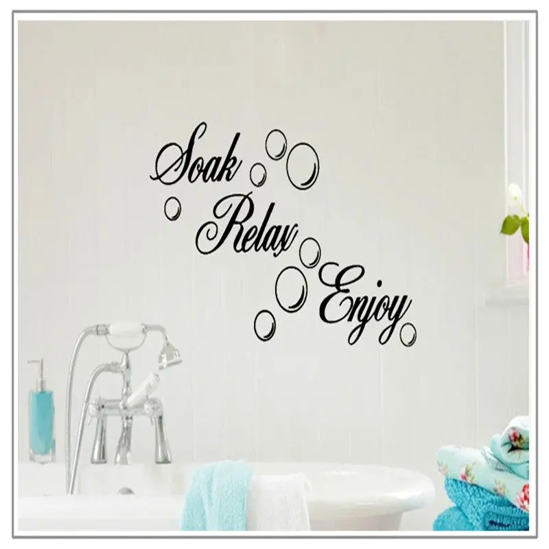Soak Relax Enjoy Rremovable Wall Sticker Black Bathroom Tile Sticker Bubble Diy Mural Wall Sticker 83915 1