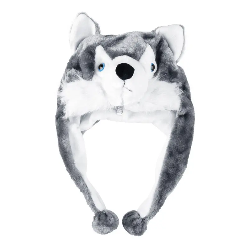 Soft Cartoon Handmade Animal Style Wolf Cute Fluffy Plush Kids Hat Cap 2