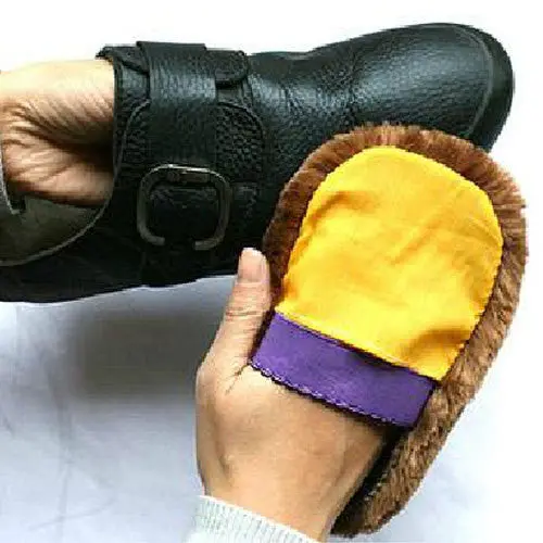 Soft Wool Polishing Shoes Clean Cleaning Gloves Shoe Care Brush Home 1