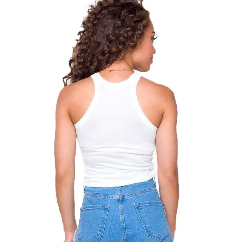 Solid Color Crop Top Sexy Tight Fitness Women Tank Top Cropped Sleeveless Wrapped Tops For Women 8