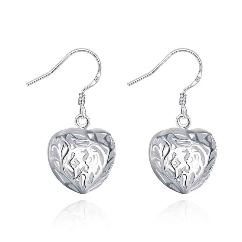 Solid Heart Drop Earings Silver Plated Jewelry Earrings Silver Plated Earrings  75 1