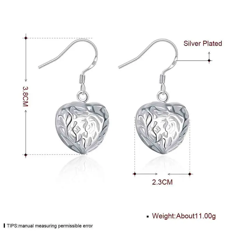 Solid Heart Drop Earings Silver Plated Jewelry Earrings Silver Plated Earrings 75 2