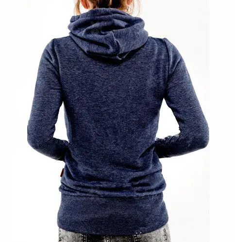Solid Hooded Sweatshirt for Women – Slim-Fit Long-Sleeve Pullover with Kangaroo Pocket