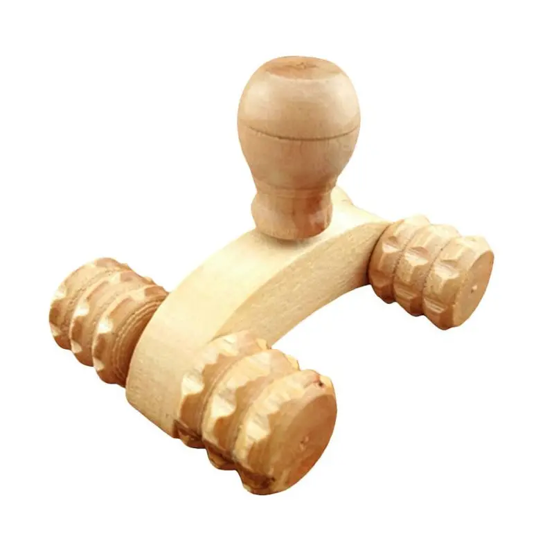 Solid Wood Full-Body Four Wheels Wooden Car Roller Relaxing Hand Massage Tool Reflexology Face Hand Foot Back Body Therapy 2