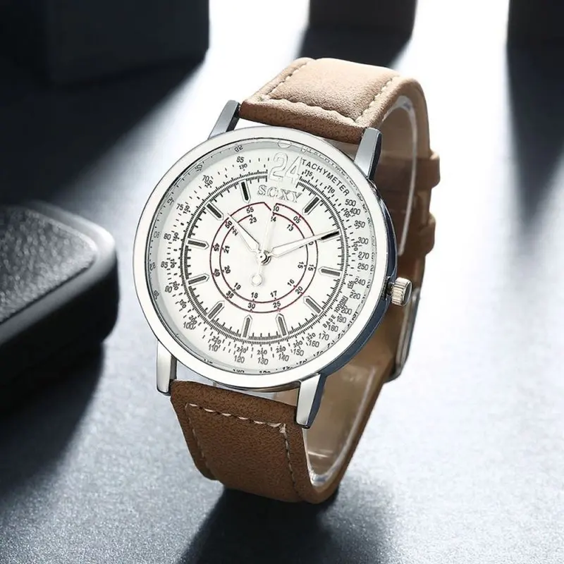 Soxy Mens Wristwatch Watches Business Leather Band Analog Quartz Military Wrist Watch Relogio Masculino Feida 2
