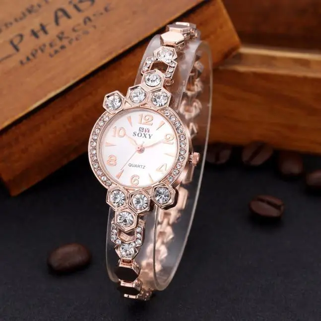 Soxy Watch Stainless Steel Ladies Womans' Watch Crystal Analog Quartz Watch Montre Feide 1