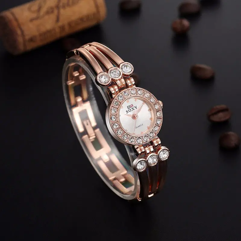 Soxy Women Bracelet Watch Casual Ladies Stainless Steel Band Analog Quartz Bracelet Wrist Watch Clock 2