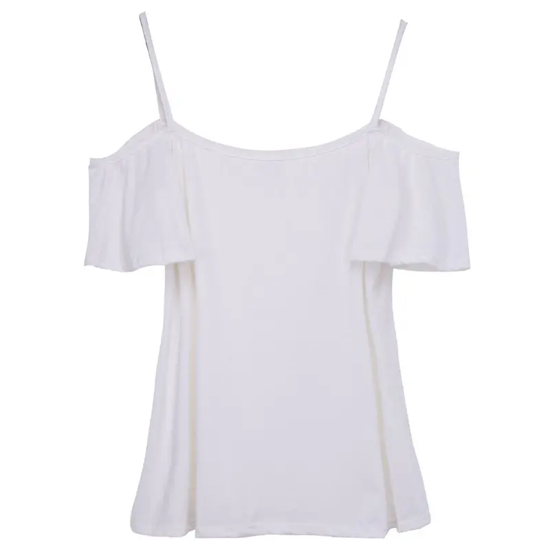 Spaghetti Strap Women Shirts Crop Top Off Shoulder Tops Camisa Femme Loose Casual Camisas Mujer Blouses Cropped Feminino 4