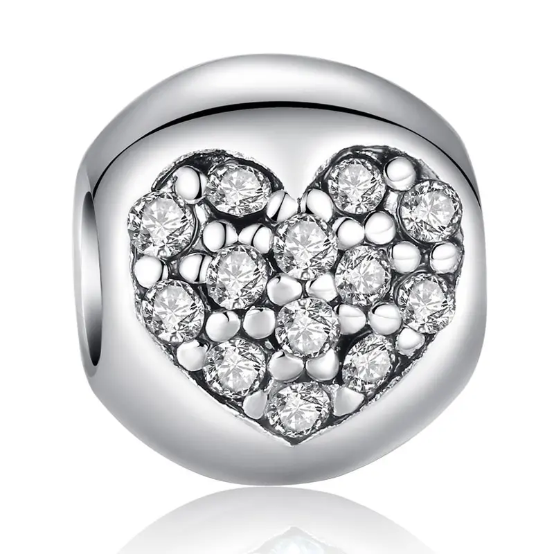 Sparkling Love Oflife Heart Pink Cz Floating Charms Fit Pan Bracelet 2