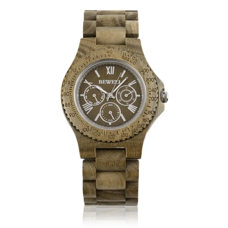 Special Bewell W108bwooden Wristband Wristwatch Quartz Analog Bangle Wood Watch 3 Sub Dialsgift 1