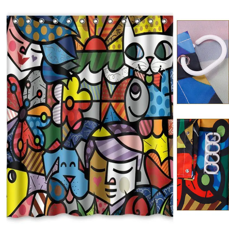 Special Design Art Picture Bathroom Waterproof People Animal Stylish Shower Curtain Fabric 83835 1