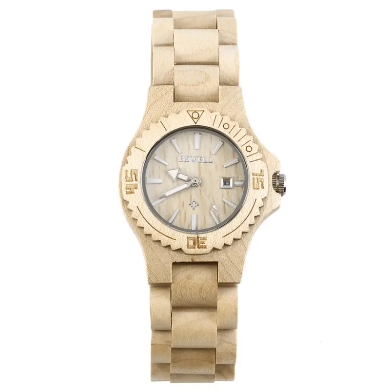 Special Wood Designwooden Watch Quartz Wood Analog Date Display Wristwatch Bewell W020a 5