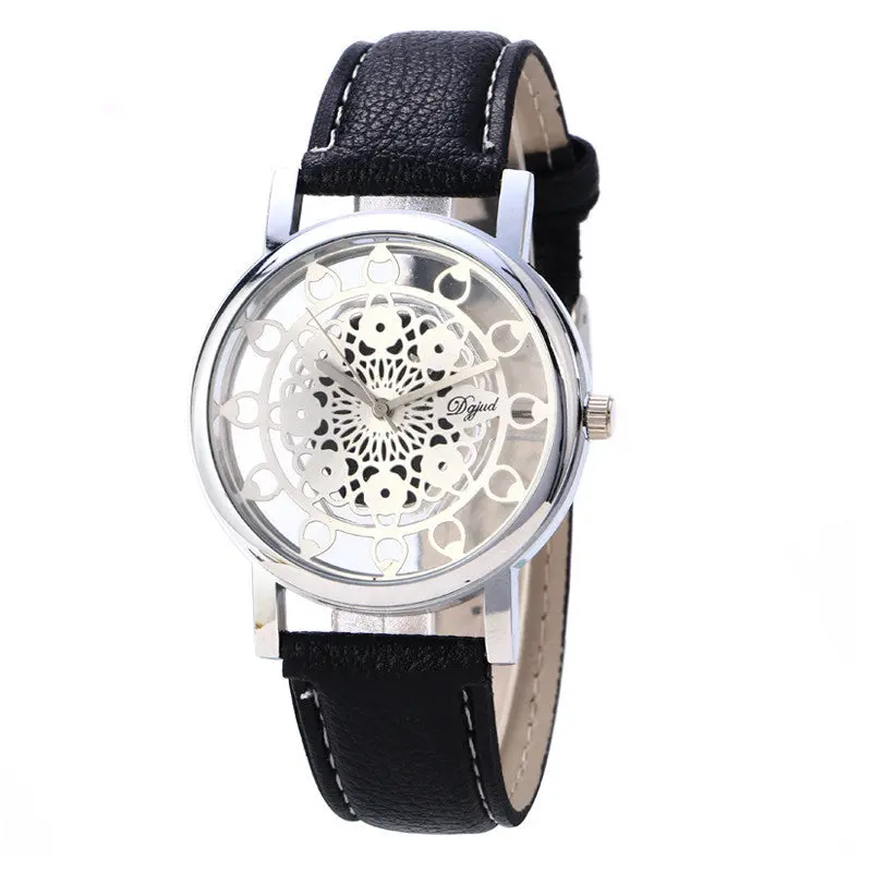 Sport Watch Men Luxury Women Hollow Dial Watch Girl Leather Roman Quartz Wrist Watches Feida 1
