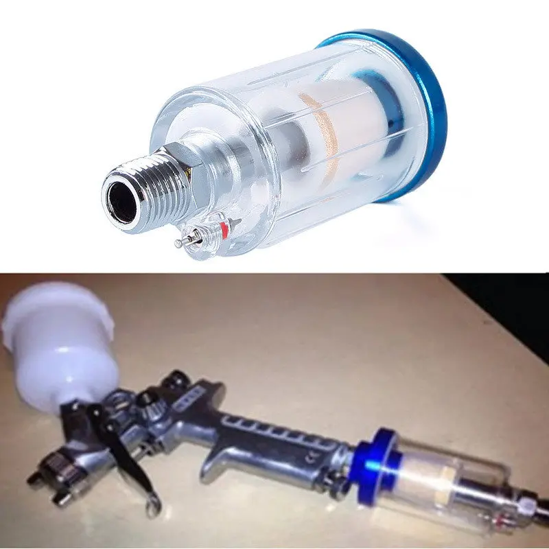 Spray Gun 1/4" Air Line Mini Filter Water Trap Clear Painting Moisture 69280 1