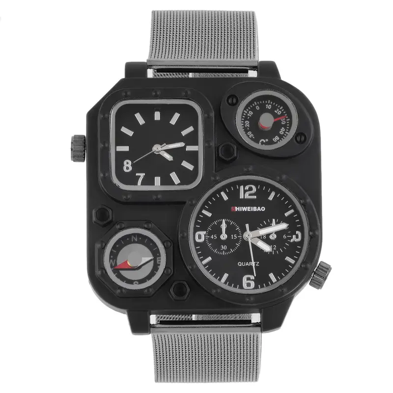 Squaresport Quartz Dual Time Zone With Thermometer Waist Watches Csual Cool Watchwatches 1