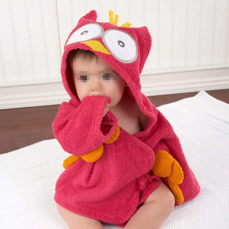 St Cotton Baby Girl Boys Animal Owl Hippo Shark Hooded Bath Beach Towel Bathwrap 0-24M 1