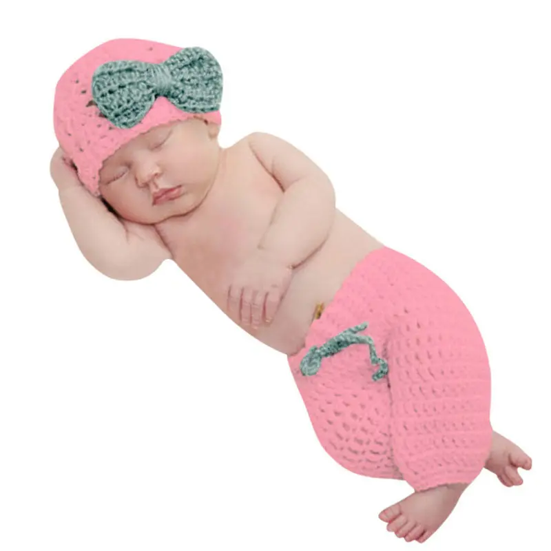 St Hmade Knitting Hat Pants Born Baby Pography Props For 0-12 Months Baby Clothing Accessories 1