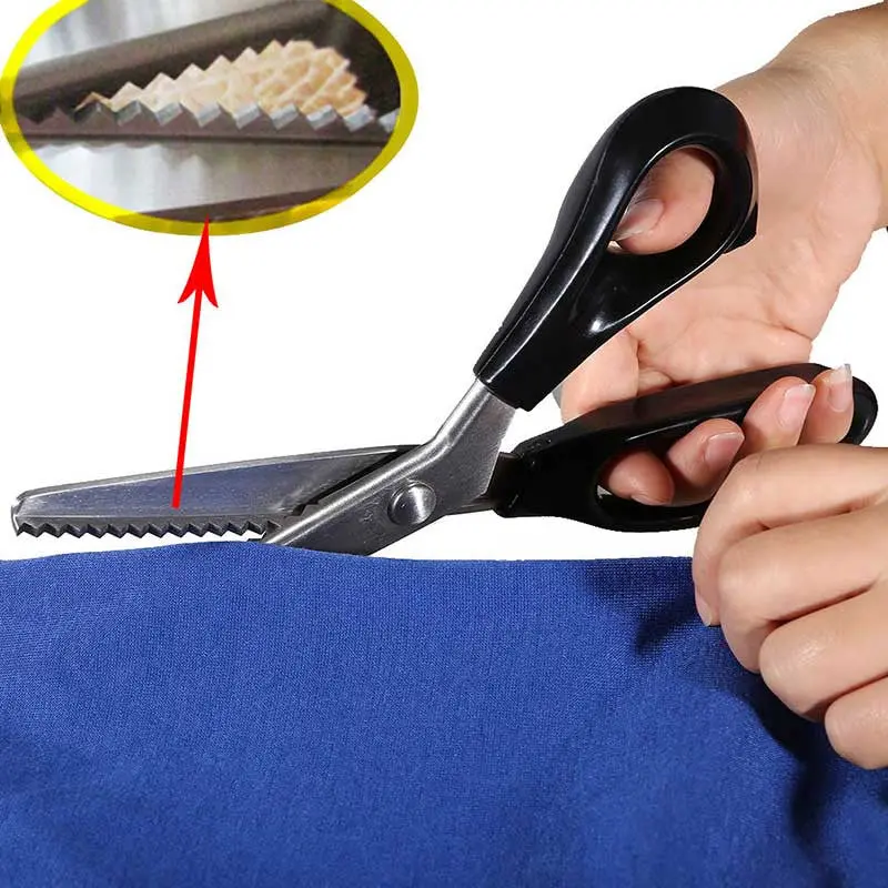 Stainless Steel Dressmaking Pinking Shears Scissors Fabric Crafts Zig Zag Cutting Scissors82618 1