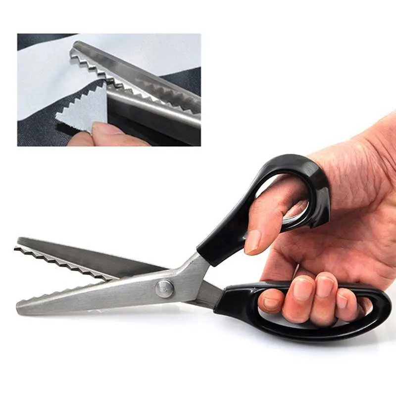 Stainless Steel Dressmaking Pinking Shears Scissors Fabric Crafts Zig Zag Cutting Scissors82618 2