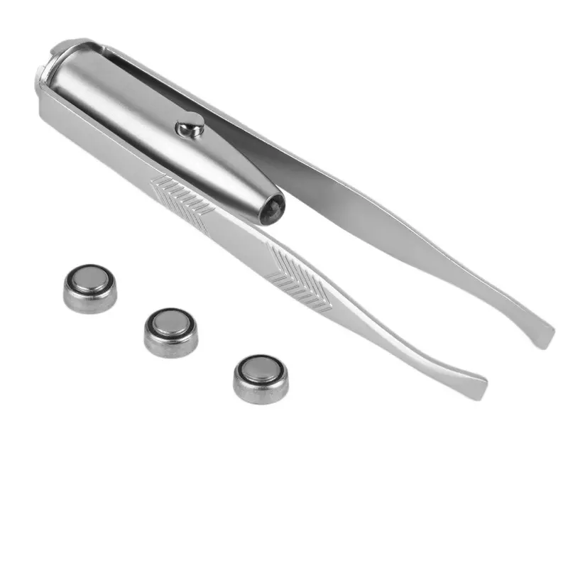 Stainless Steel Eyelash Eyebrow Removal Led Light Cosmeticc Tool Tweezer Quality 2