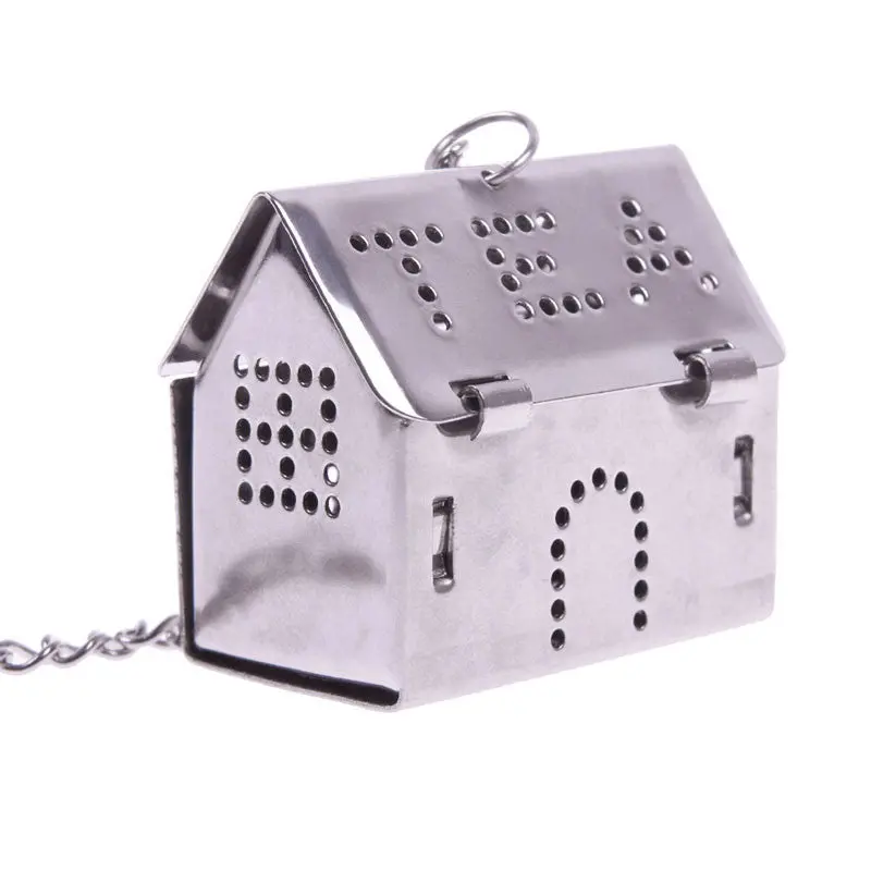 Stainless Steel House Shaped Tealeaf Bag Locking Mesh Infuser Tea Strainer51586 1
