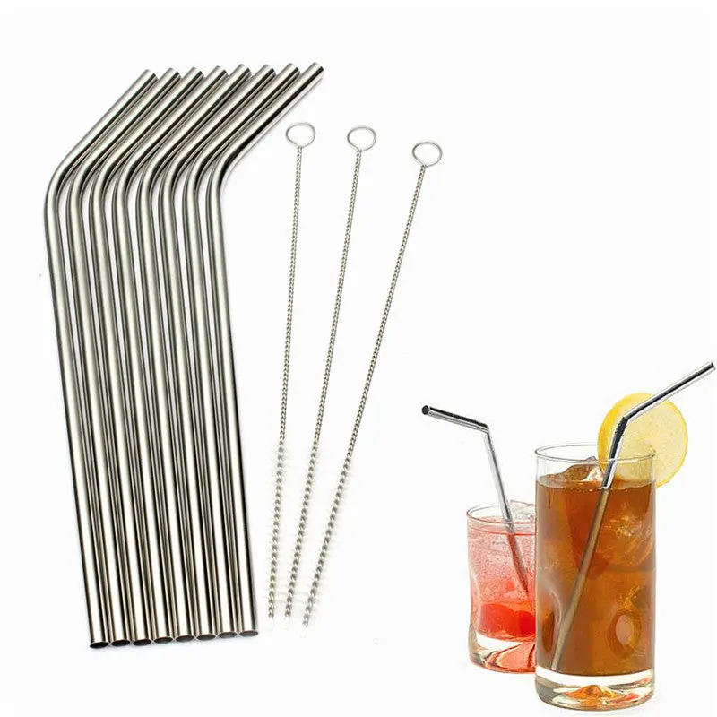 Stainless Steel Metal Drinking Straw Reusable Straws And Cleaner Brush Set 81351 1