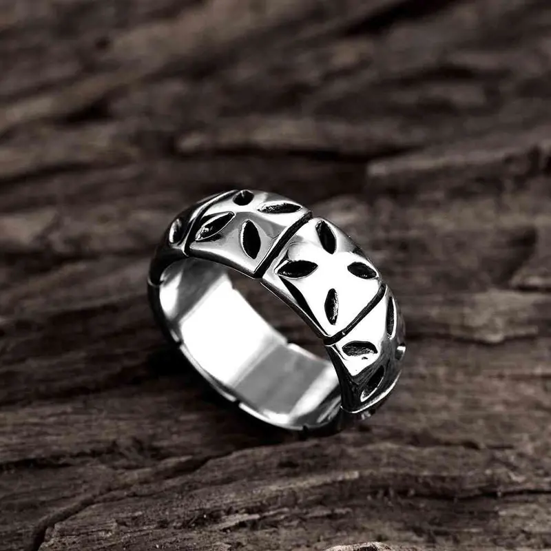 Stainless Steel Rings Quatrefoil Circle Anel De Ouro Men Jewelry Mayar245 4