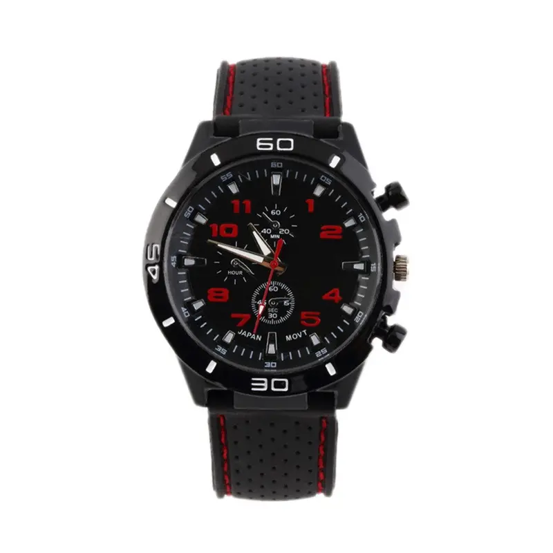 Stainless Steel Watch Luxury Sport Analog Quartzrubber Band Wrist Watch Relogios Masculino 1