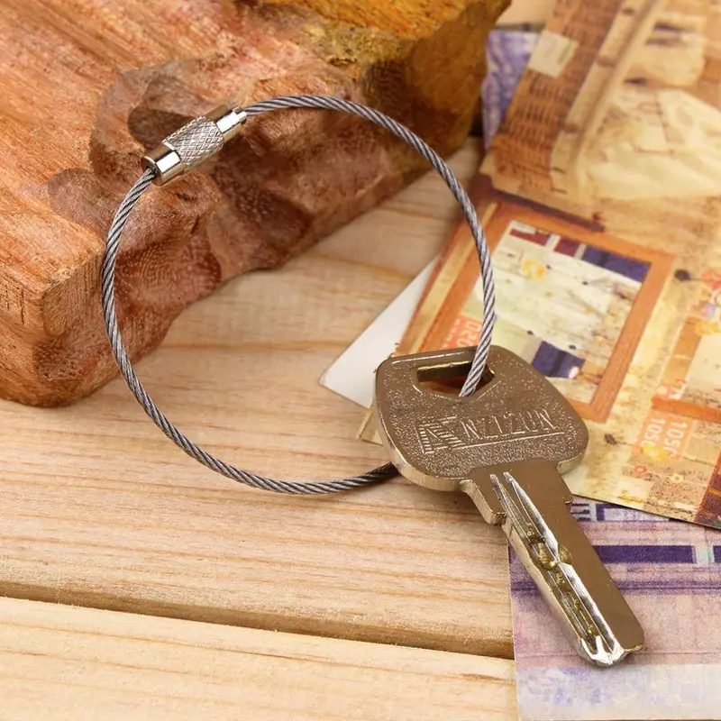 Stainless Steel Wire Keychain Cable Key Ring For Outdoor Hiking 1