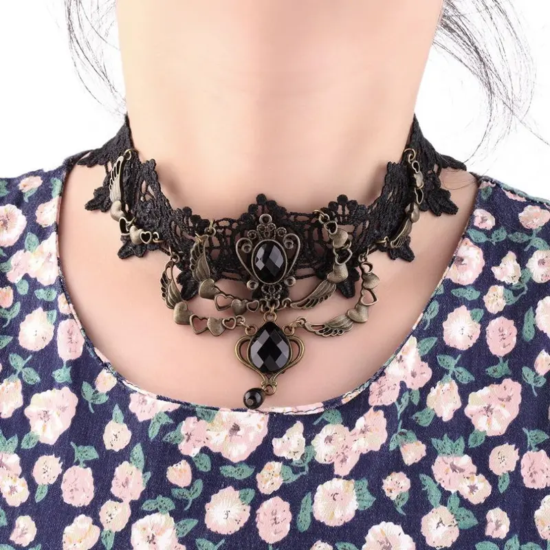 Statet Necklaces Gothic Jewelry Vintage Lace Necklaces Pendants False Collaraccessories Choker Necklace 1