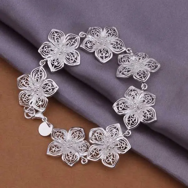 Sterling 925 Silver Bracelet925 Silver Jewelry Design Flower Bracelet317 1