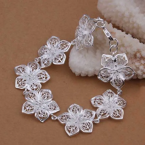 Sterling 925 Silver Bracelet925 Silver Jewelry Design Flower Bracelet317 2