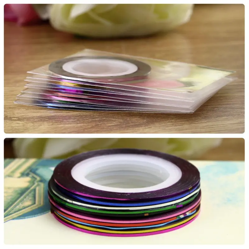 Sticker Nails 10Pcs Mixed Colors Nail Rolls Striping Tape Line Diy Nail Art Tips Decoration 1