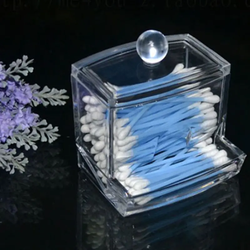 Storage Box Clear Acrylic Q-Tip Holder Box Cotton Swabs Stick Storage Box Cosmetic Makeup Case 47335 1