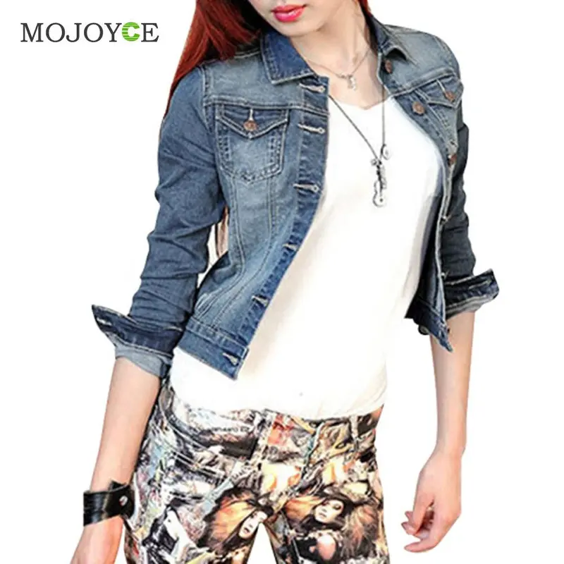 Street Style Women Basic Coats Bomber Jacket Long Sleeve Coat Slim Denim Jacket Casual Short Jean Jacket Women Outerwear 1