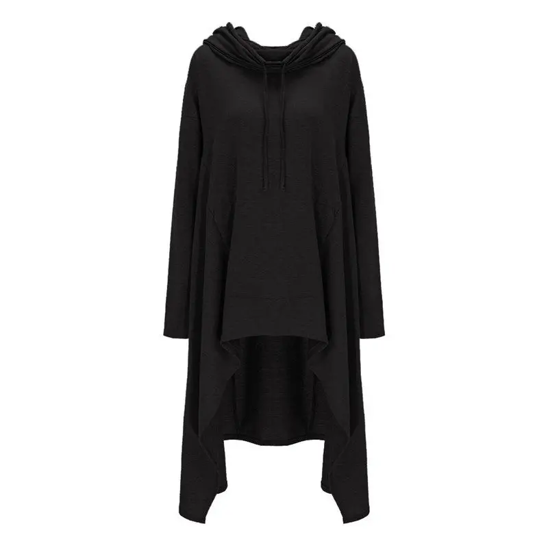 Streetwear Irregular Women Hoodies Long Plus Size Loose Long Sweatshirt Solid Color Casual Hoody 1