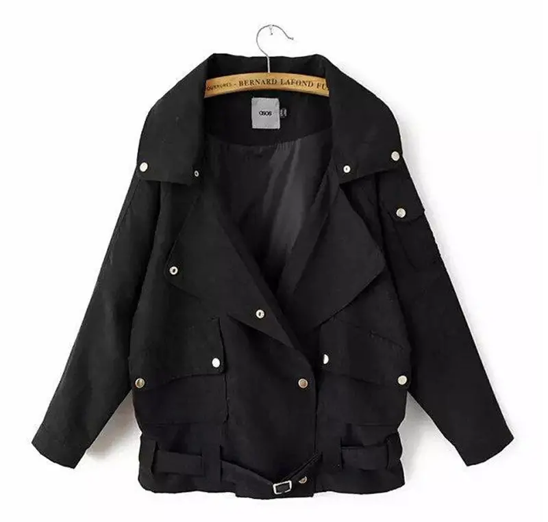 Streetwear Large Lapel Pockets Long Sleeve Military Casual Drawstring Trench Women's Loose Coat Outwear Black Blue Army Green 5