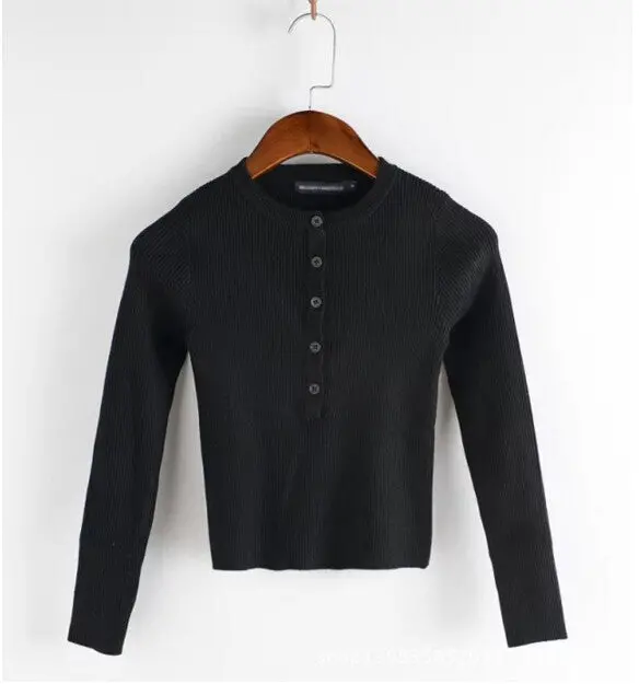 Strentch Knitted Open Button Short Sweater Aa American Brandy Melville Long Sleeve Crop Tops Jumper Knitwear 1