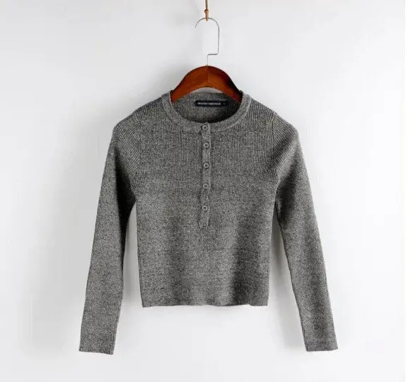 Strentch Knitted Open Button Short Sweater Aa American Brandy Melville Long Sleeve Crop Tops Jumper Knitwear 3