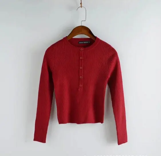 Strentch Knitted Open Button Short Sweater Aa American Brandy Melville Long Sleeve Crop Tops Jumper Knitwear 5