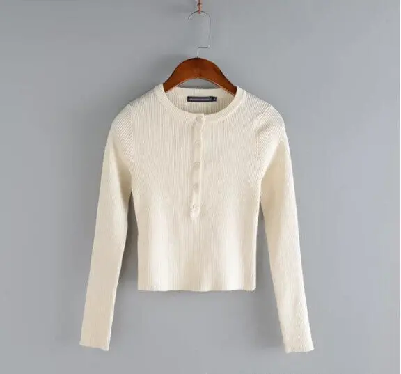 Strentch Knitted Open Button Short Sweater Aa American Brandy Melville Long Sleeve Crop Tops Jumper Knitwear 7
